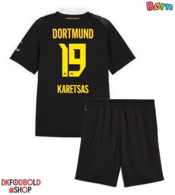 Borussia Dortmund Konstantinos Karetsas #19 Udebanesæt Børn 2026-27 Kort ærmer (+ korte bukser)
